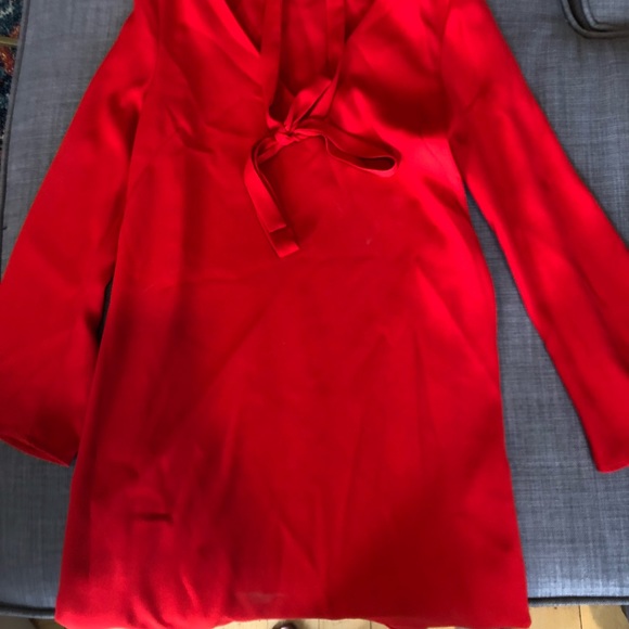 Topshop red shift dress with necktie - Picture 2 of 3